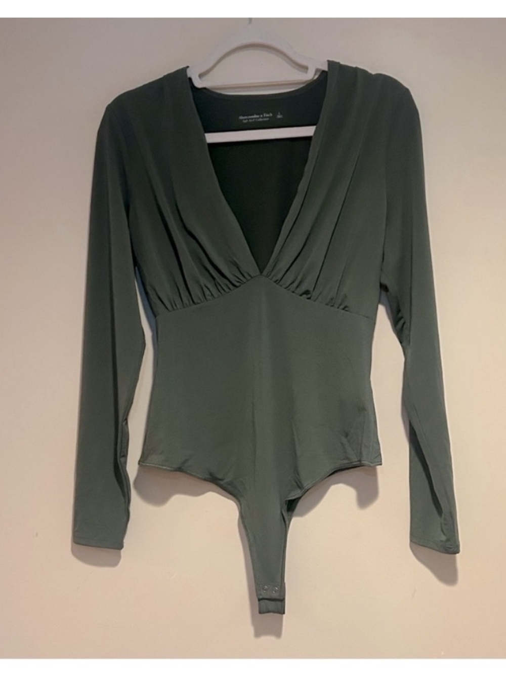 Abercrombie & Fitch Olive Green Long Sleeve Bodysuit Sz Lg